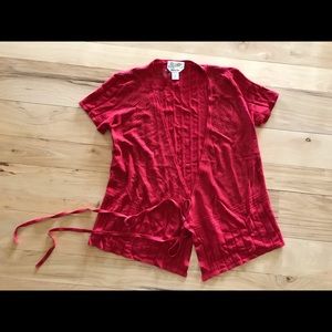 Talbots Red Short Sleeve Cardigan Sweater S 4 6
